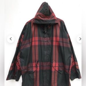 VTG Polo Ralph Lauren Oversized Plaid Tartan Hoodie Jacket Large 80s Rare HTF